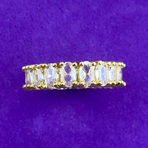 💛 Elegant Gold Plated Oval CZ Eternity Ring